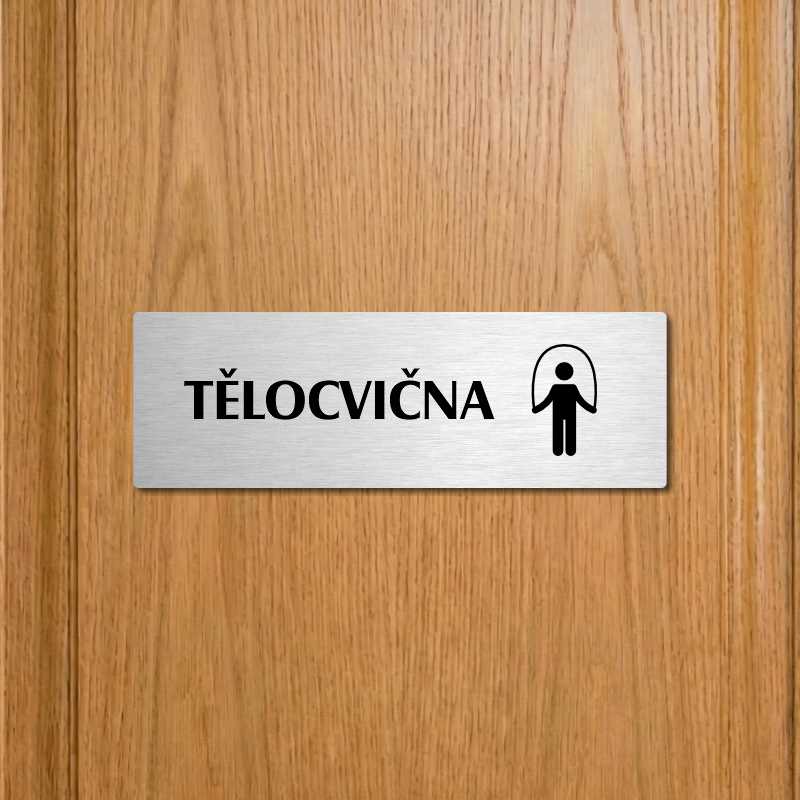 Tělocvična, 200x66mm, stříbrná popiska s rámečkem